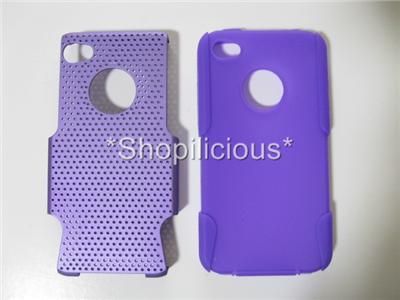 ATT/SPRINT/VERIZON iPHONE 4/4S 2TONE PURPLE HYBRID HARD RUBBERIZED 