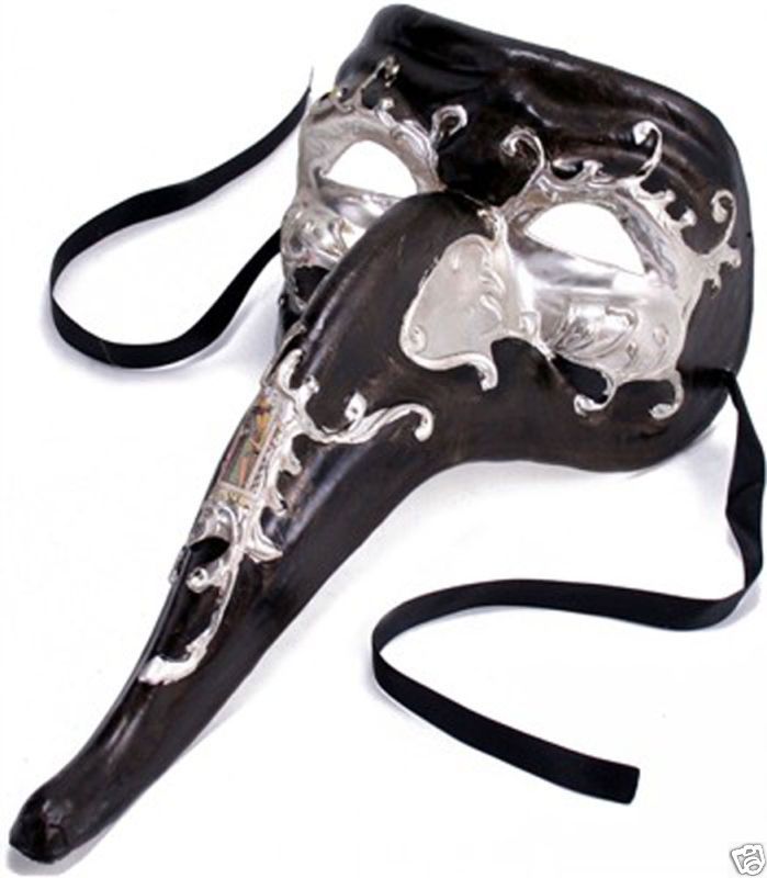 Black & Silver Stallion Venetian Mens Mardi Gras Mask  