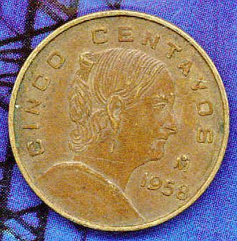 1958 M 5 CINCO CENTAVOS ESTADOS UNIDOS MEXICANOS COIN  