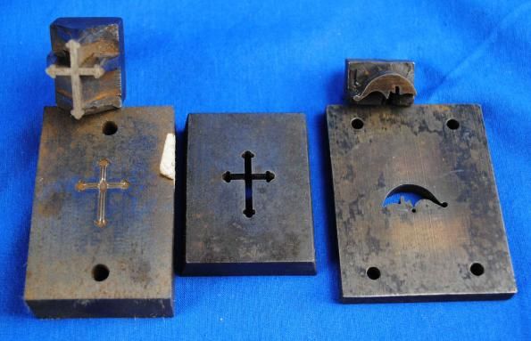 Vtg Jewelry Steel Stamping Punch Die & Cutter Cross Press Tool  