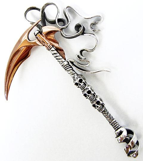 GRIM REAPER SICKLE SCYTHE BLADE STERLING SILVER PENDANT  