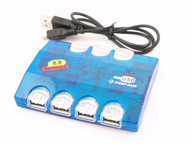 USB 2.0 Hi Speed 7 Ports HUB with Sparkling LEDs