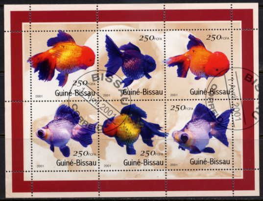 GUINEA BISSAU 2001 KOI FISH COMPLETE SET OF SIX STAMPS  