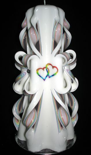 RAINBOW HEARTS Wedding Unity Candles Set   PERSONALIZED  