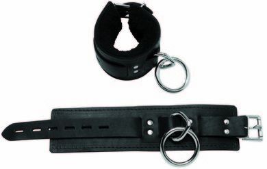 Spartacus Leather Fleece Lined WRIST Restraints w/ Locking Padlock O 