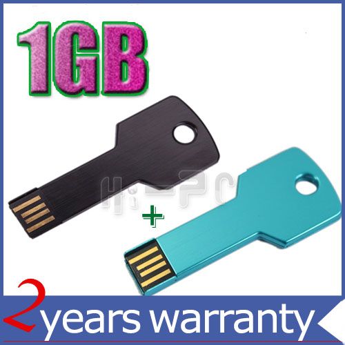 2pcs 1GB Metal Key USB Flash Memory Drive Black+Blue  