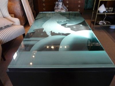   DECO DESK Etched Glass Top BLACK LACQUERED 20s 30s Arbus WOW  