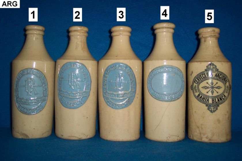 COLLECTION 71 POTTERY ARGENTINA BEER BOTTLES STONEWARE  