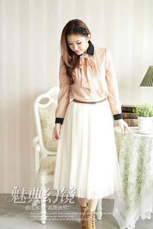 Candy Color Pleated Fairy Stunning Chic Chiffon Loose Full Long Skirt 