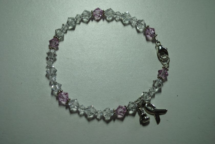 Swarovski Crystal FIGHT LIKE A GIRL Breast Cancer Awareness Ribbon 