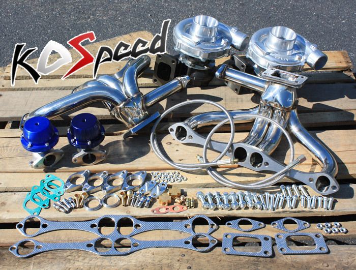 SMALL BLOCK CHEVY 283 305 T04 T3 TWIN TURBO TT MANIFOLD KIT SBC OIL 