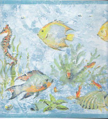 TROPICAL FISH Coral REEF Sea HORSE WALLPAPER Border  