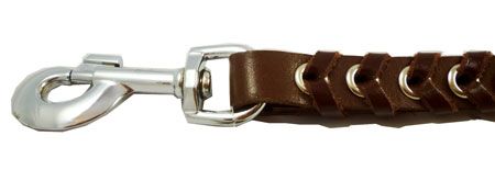 Leather Braided Dog Traffic Leash Short 15 Brown  