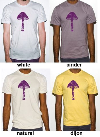 American Apparel Organic T Shirt with Mushroom Design  