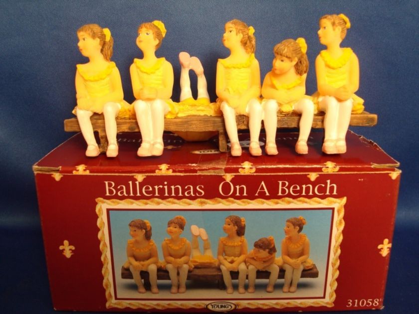 Ballerinas On A Bench Figurine 6 Ballet Dancers In Tutus Young 