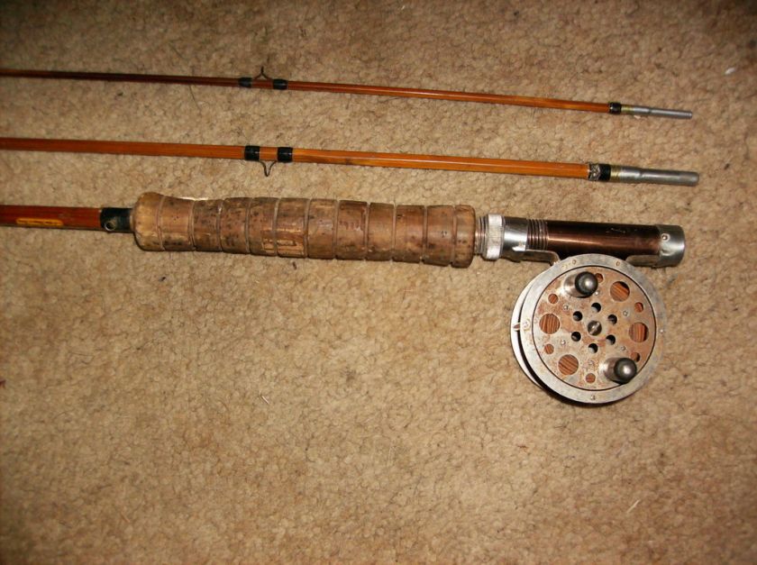 Wall Hanger South Bend split bamboo rod&vintagefly Reel  