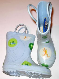 KIDS BLUE FROG RAIN BOOTS shoes 8 9 bug free ship  