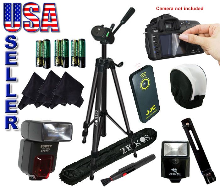 FLASH KIT + 59 TRIPOD + CONTROL REMOTE +CLEANING PEN FOR NIKON D3000 