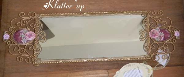 Victorian Vintage Style VANITY TRAY MIRROR PINK/ROSE  