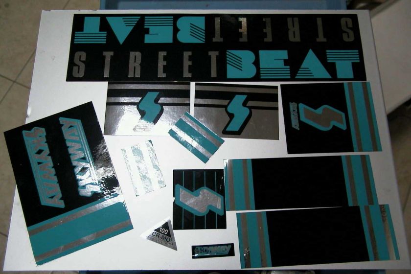 SKYWAY STREET BEAT BMX FRAME DECALS OLD SCHOOL BLUE  