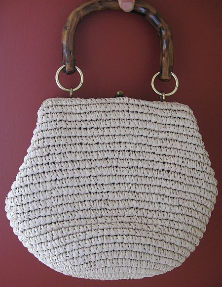 Vintage Morris Moskowitz natural Raffia Purse Handbag  