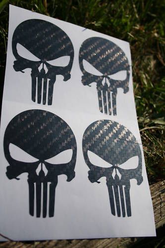 PUNISHER SKULL CARBON FIBER DECAL STICKER CAR  