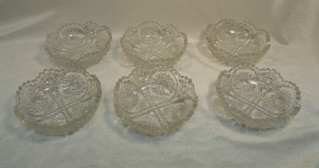   EAPG Hobstar with Sunrise Center INDIVIDUAL BERRY BOWL SET OF 6  