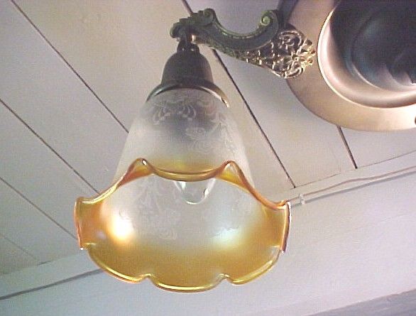 Antique Revival Brass Chandelier & Glass Globes  