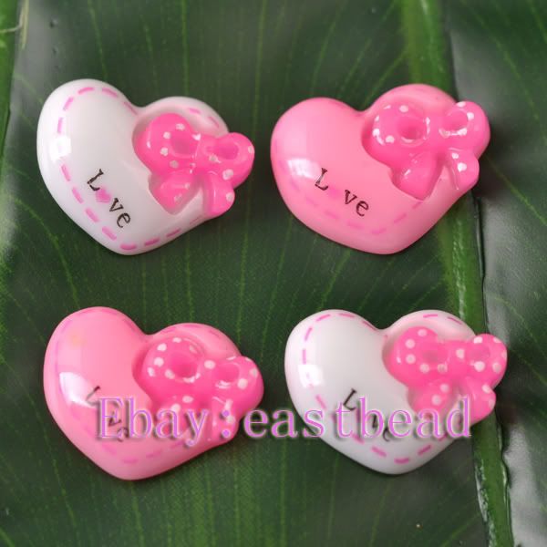 FREE SHIP 100pcs Resin Lovely Heart Flatbacks E6516  