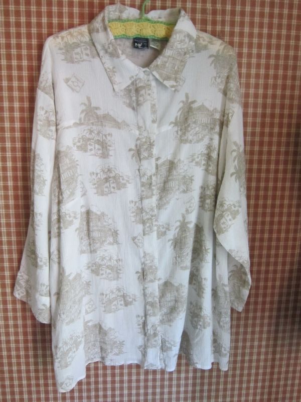 BIG DOGS LONG WHITE COTTON TUNIC BLOUSE NEW 26/28 3X  