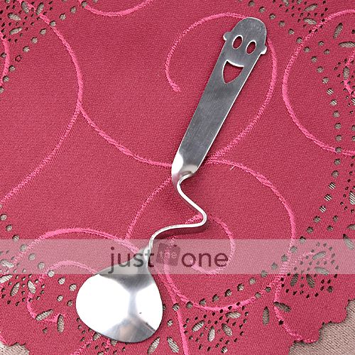 Cute Unique Smile Face Curved Tea Coffee Drink Condiment Spoon 