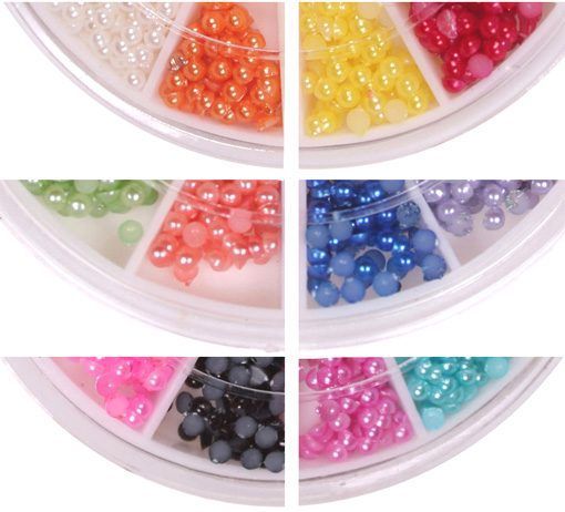 1680 x 2.0mm NAIL ART TIP HALF ROUND BABY PEARL DECORATION WHEEL 