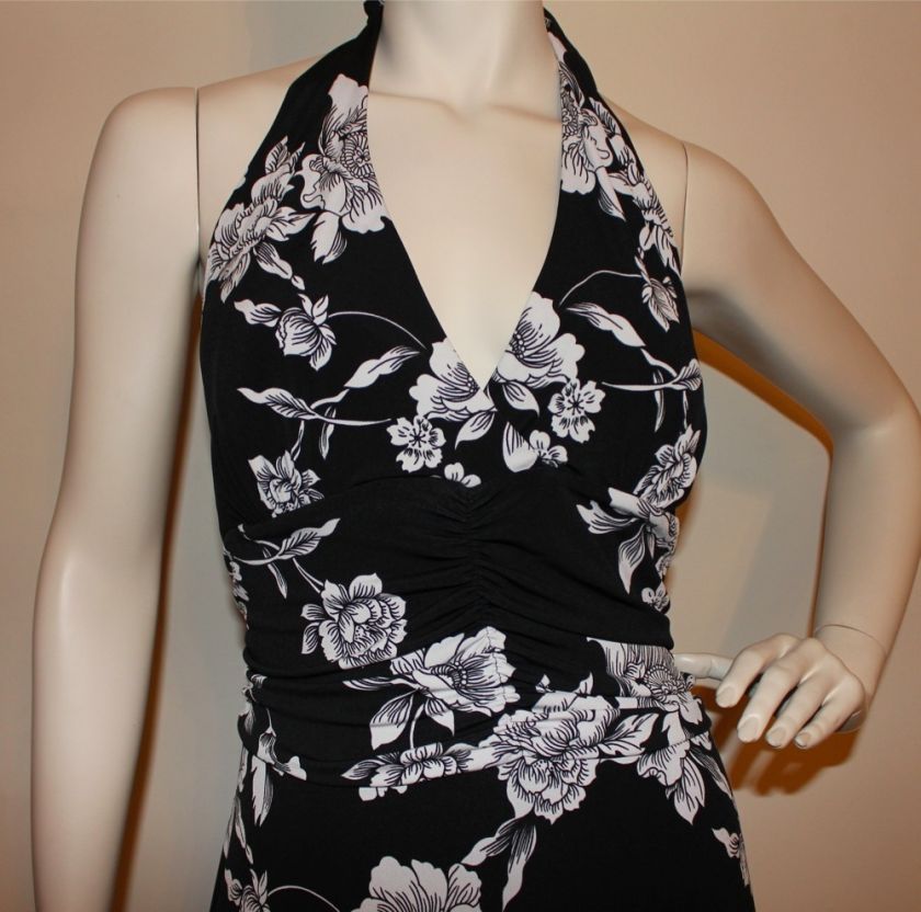 nwt White House Black Market floral print halter dress LARGE new $138 