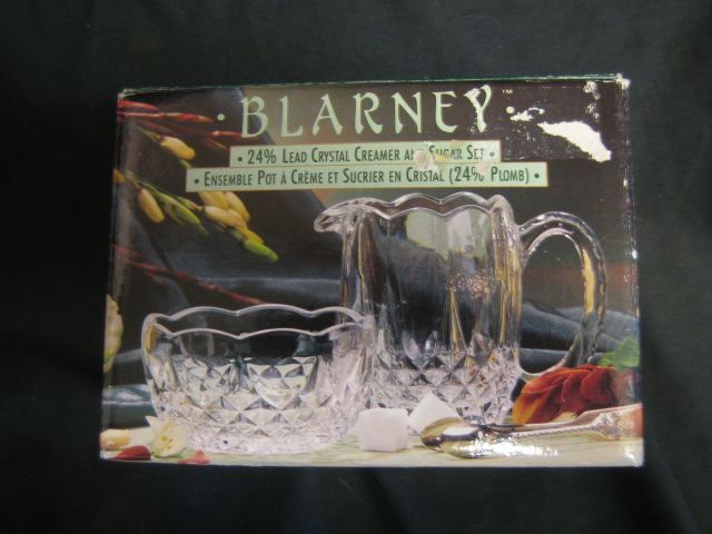 BLARNEY lead crystal creamer & sugar set   NIB  