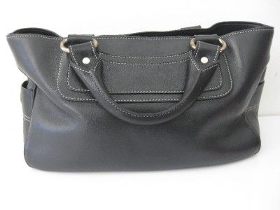 CELINE BOOGIE Black Pebbled Leather Satchel Bag  