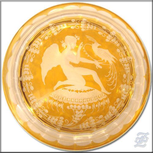 v3349   ANTIQUE BOHEMIAN YELLOW GLASS CANDY JAR BOWL  