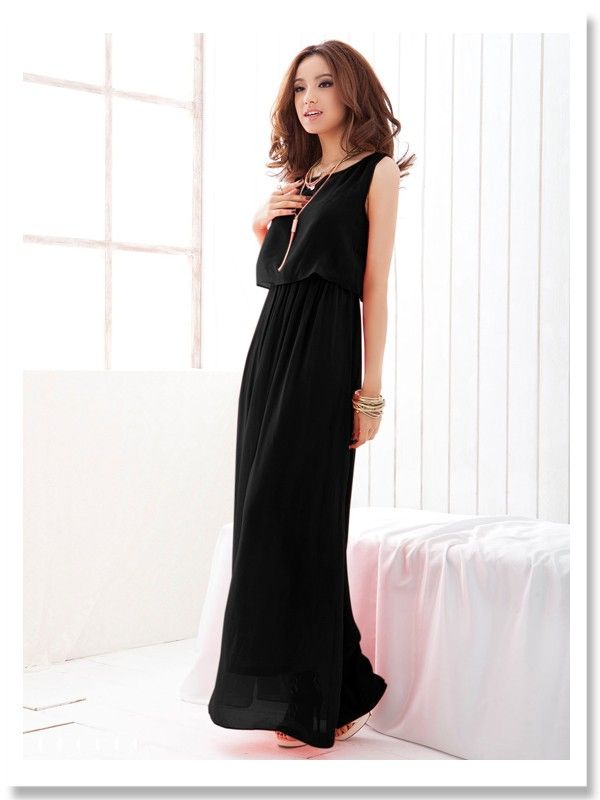 Women Elegant Retro Boho Style Sleeveless Flounced Casual Long Maxi 