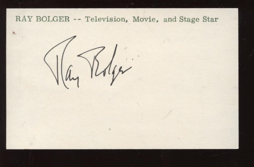 Ray Bolger Signed Index Card B & E Hologram  