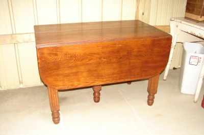 Antique 5 Leg Drop Leaf Oak Table  