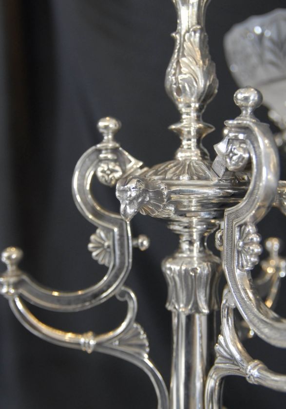 English Silver Plate Boulton Centrepiece Epergne Glass  