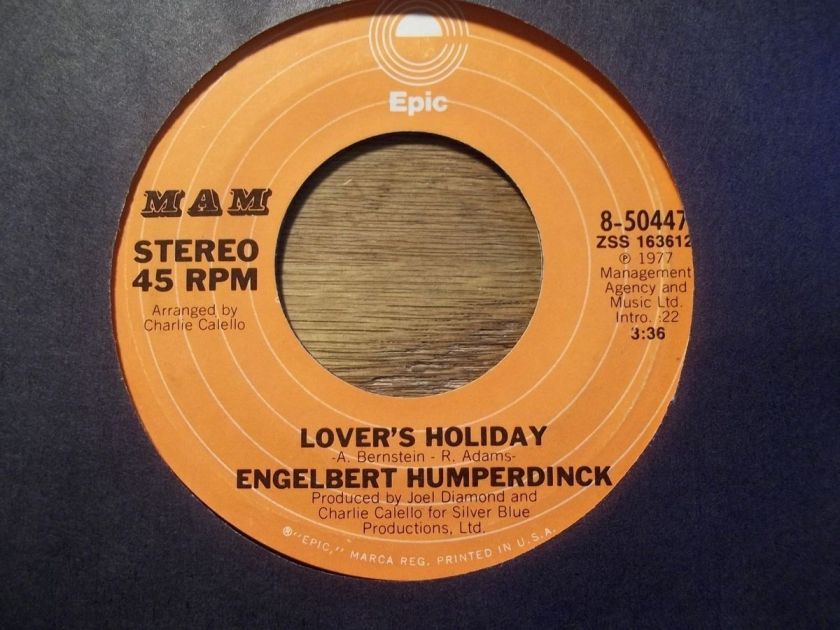 ENGELBERT HUMPERDINCK LOVERS HOLIDAY 45 RPM  