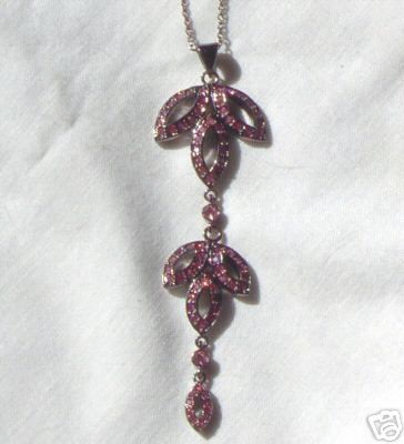 SUZANNE SOMERS PINK CRYSTAL NECKLACE STERLING SILVER  