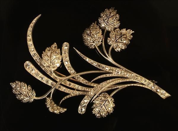 50CTW ROSECUT DIAMOND VICTORIAN LEAF BROACH  