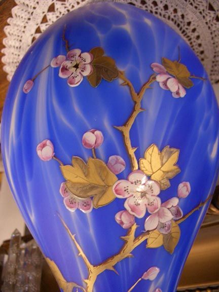 EARLY IMPRESSIVE LARGE BULBOUS HARRACH VASE WITH EXQUISITE ENAMELED 