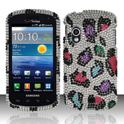   Leopard Iced Bling Hard Case Cover Samsung Stratosphere i405 Verizon