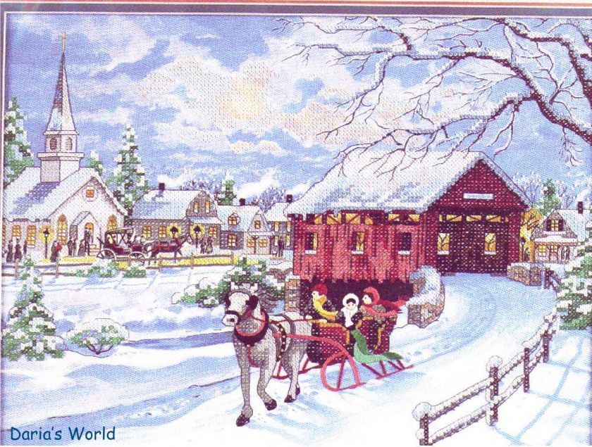 Dimensions Covered Bridge in Winter   Cross Stitch Kit  