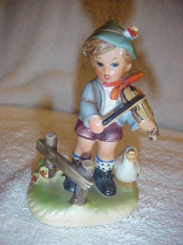 VINTAGE ERICH STAUFFER FIGURINE BOY FIDDLE/VIOLIN DUCK  