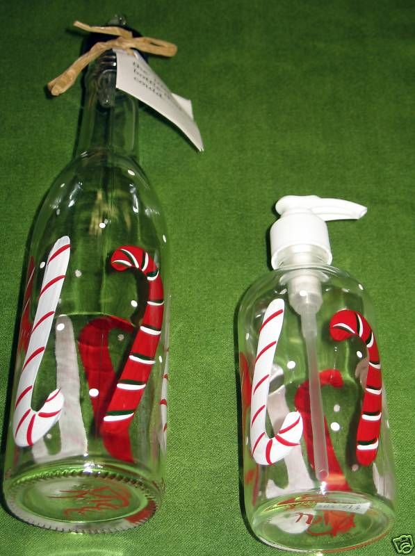 NEW Kim Pall Set of Candy Cane Soap Dispensers  