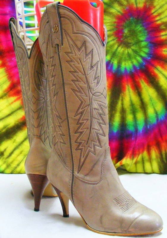 Sz 5.5 6 vtg gray CAPEZIO JEENZ spike heel cowboy boots  