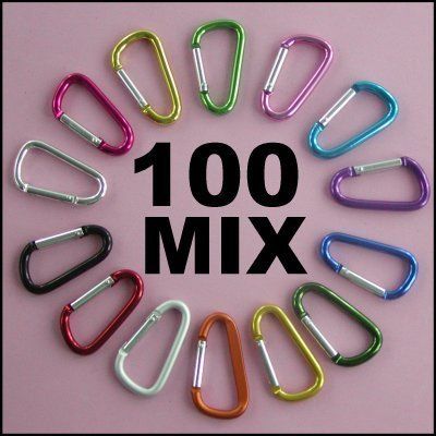 Wholesale 100 Aluminum Carabiners D Ring Crab Biner   MIXED  